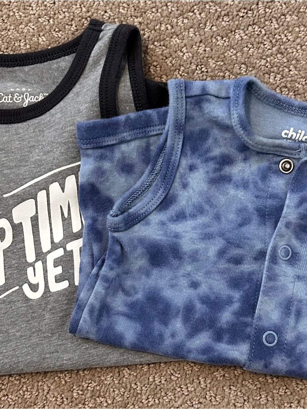 0-3 month Outfit Bundle, Blue Tie-Dye and Gray Graphic Kids One-Pieces